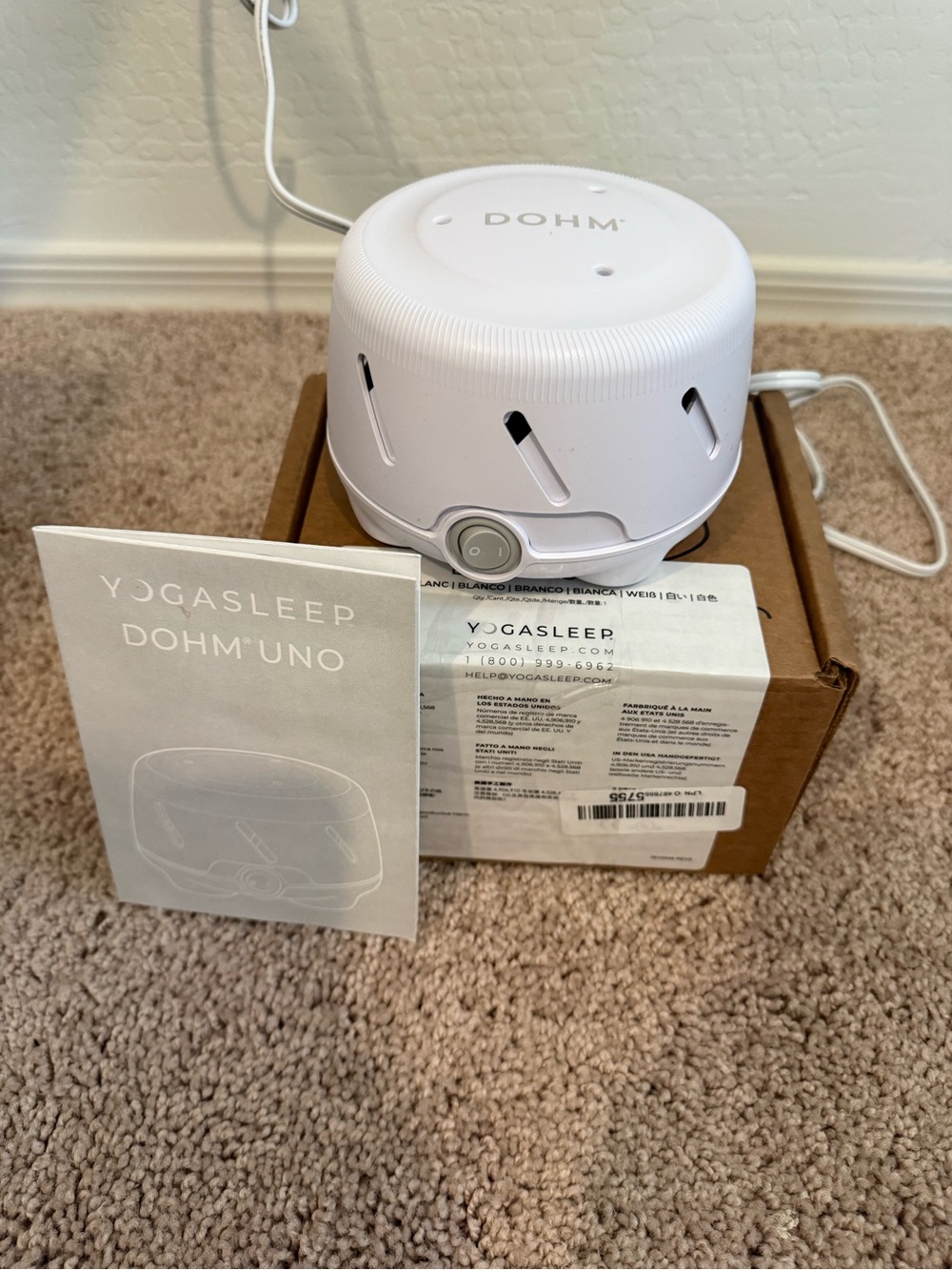 Yogasleep Dohm UNO White Noise Machine (White) Real Fan Inside for Non-Looping